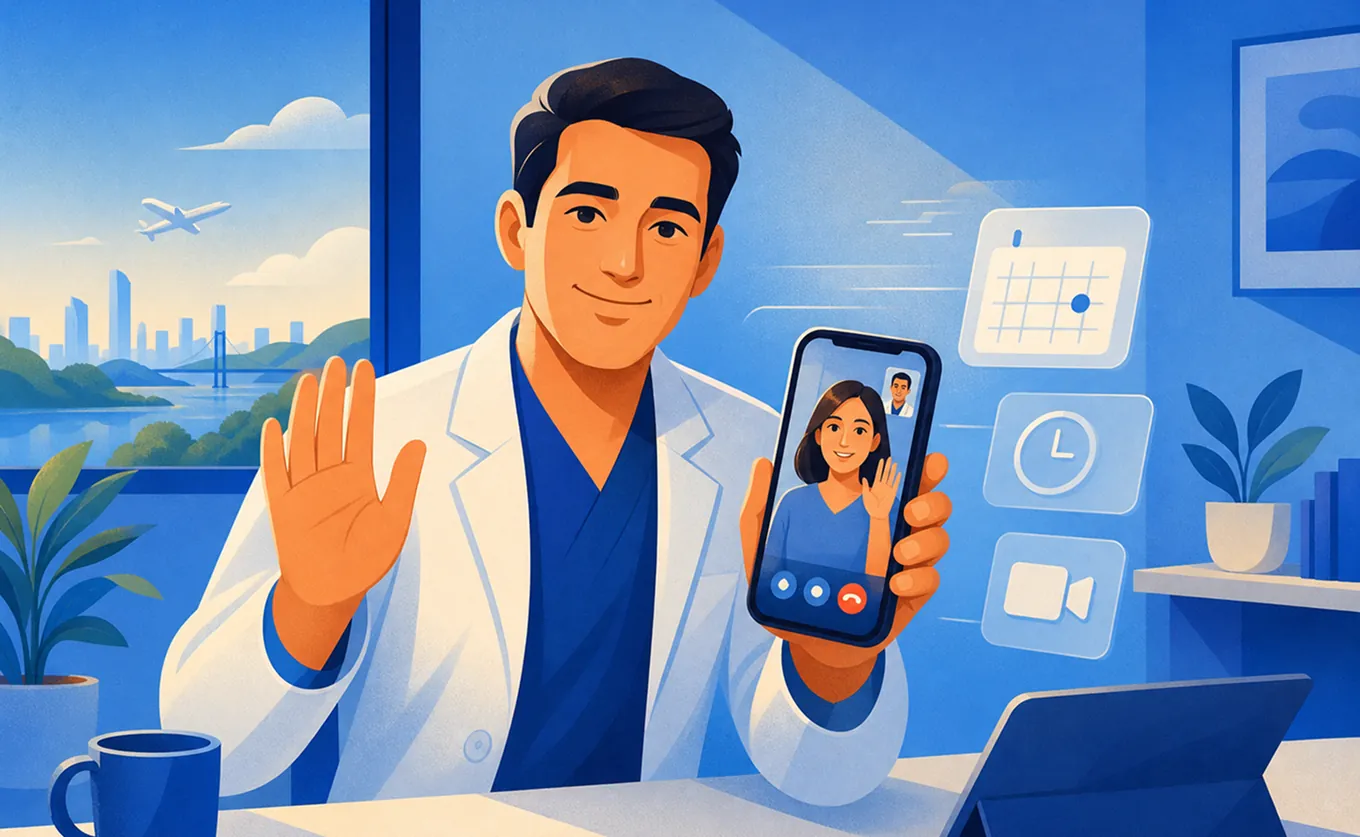 Telefonla görüntülü görüşme yapan doktor Telefonla görüntülü görüşme yapan doktor